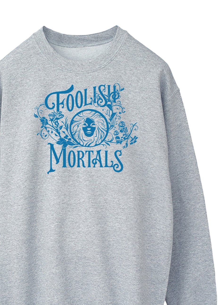 Disney Haunted Mansion Foolish Mortals Men's Grey Graphic Sweatshirt