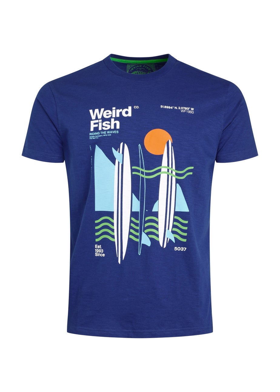 Weird Fish Cobalt Blue Coordinates Front Print Graphic T-Shirt