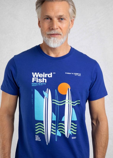 Weird Fish Cobalt Blue Coordinates Front Print Graphic T-Shirt