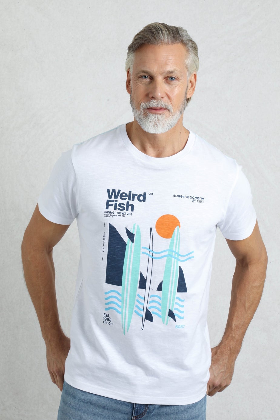 Weird Fish White Coordinates Front Print Graphic T-Shirt