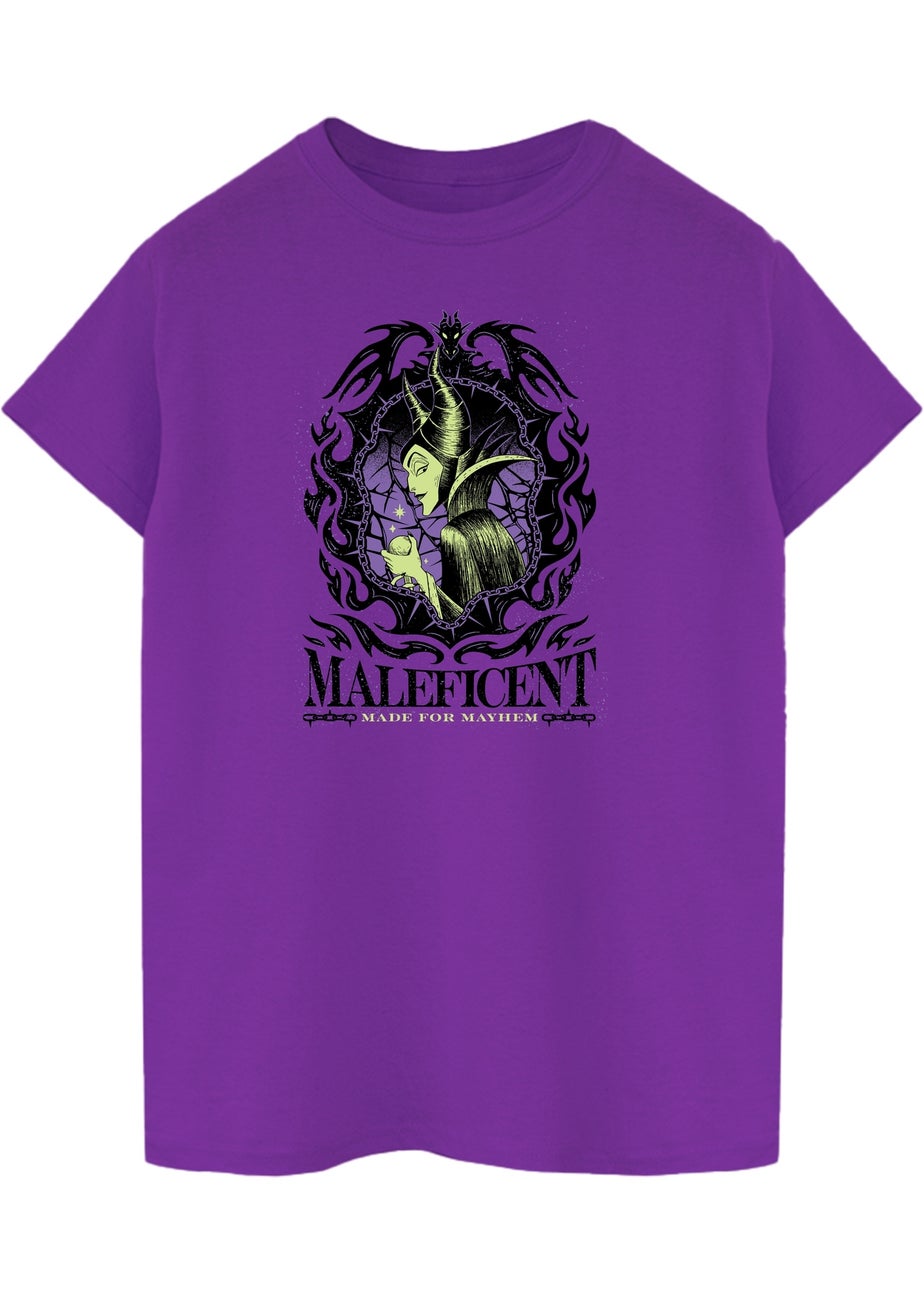 Disney Villains Maleficent Boyfriend Fit Women's Purple Graphic Boyfriend Fit T-Shirt