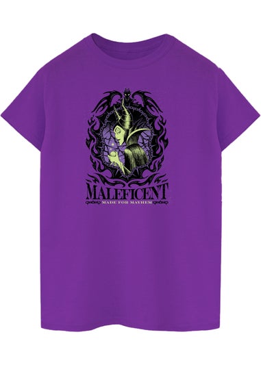 Disney Villains Maleficent Boyfriend Fit Women's Purple Graphic Boyfriend Fit T-Shirt