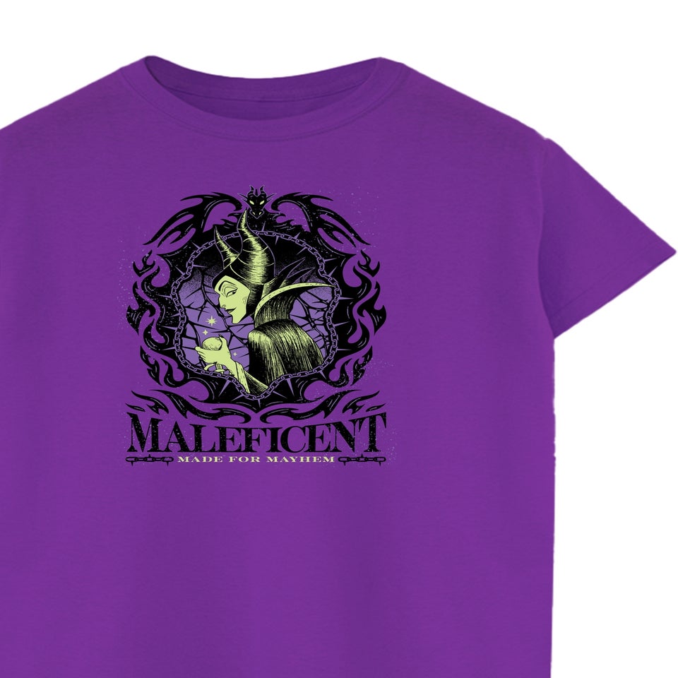 Disney Villains Maleficent Boyfriend Fit Women's Purple Graphic Boyfriend Fit T-Shirt