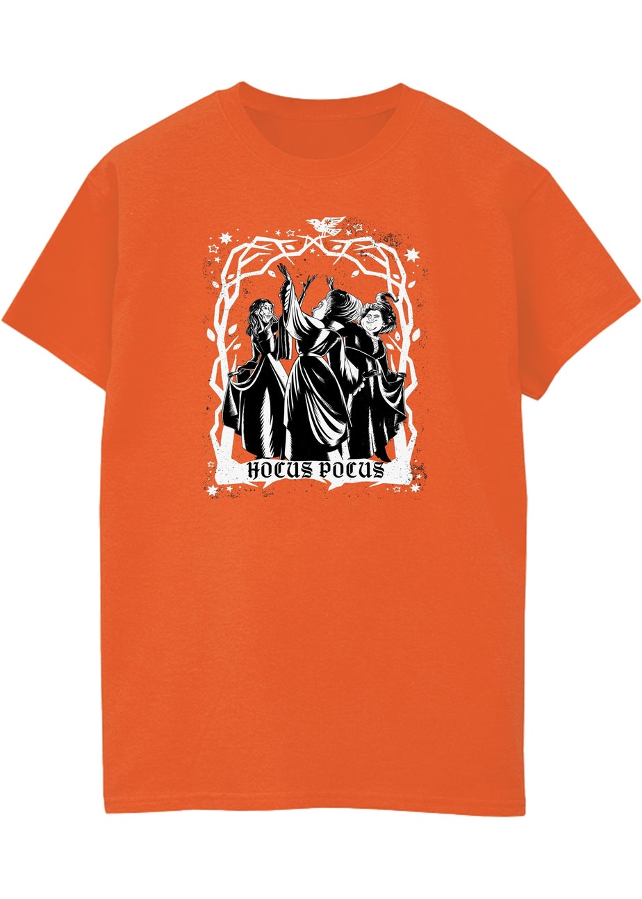 Disney Hocus Pocus Sisters Boyfriend Fit Women's Orange Graphic Boyfriend Fit T-Shirt