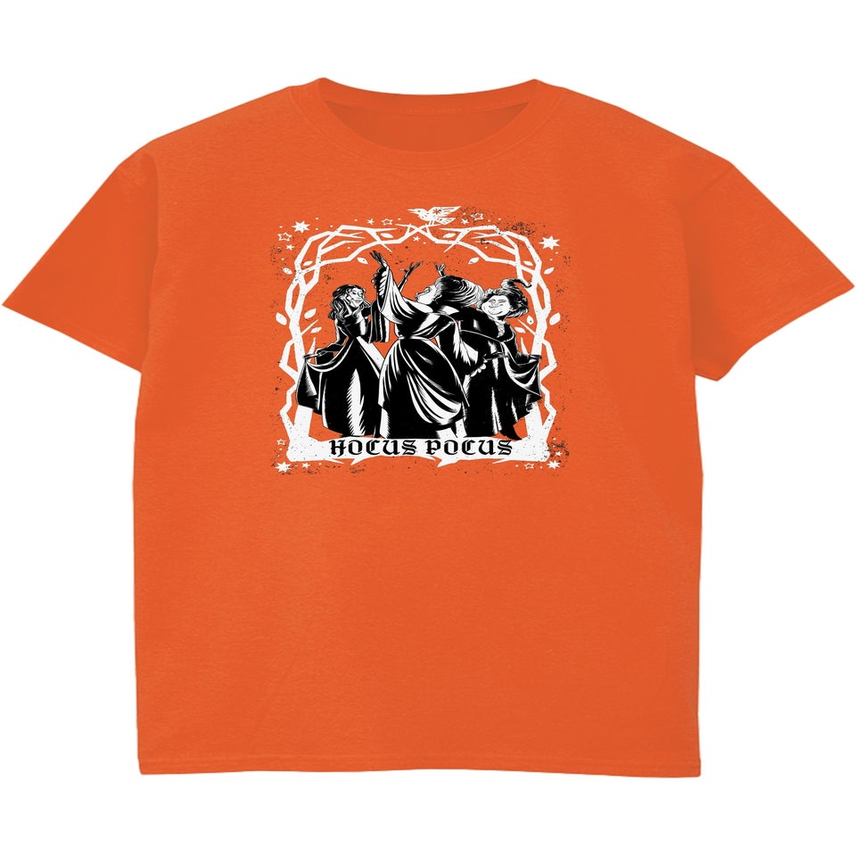 Disney Hocus Pocus Sisters Boyfriend Fit Women's Orange Graphic Boyfriend Fit T-Shirt