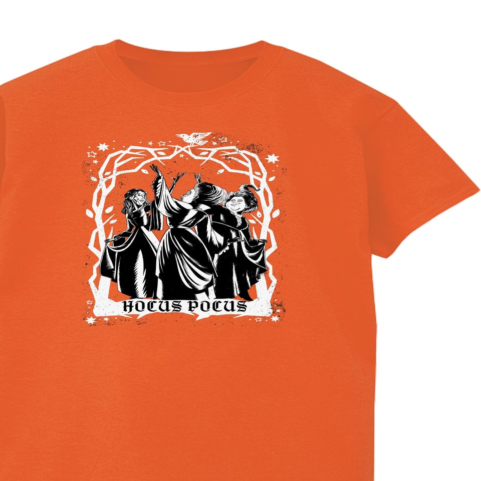 Disney Hocus Pocus Sisters Boyfriend Fit Women's Orange Graphic Boyfriend Fit T-Shirt