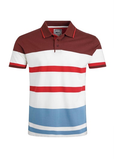 Weird Fish Pinot Red Sunbury Striped Pique Polo Shirt