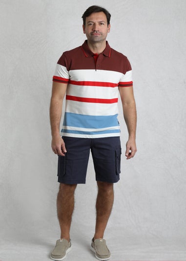 Weird Fish Pinot Red Sunbury Striped Pique Polo Shirt