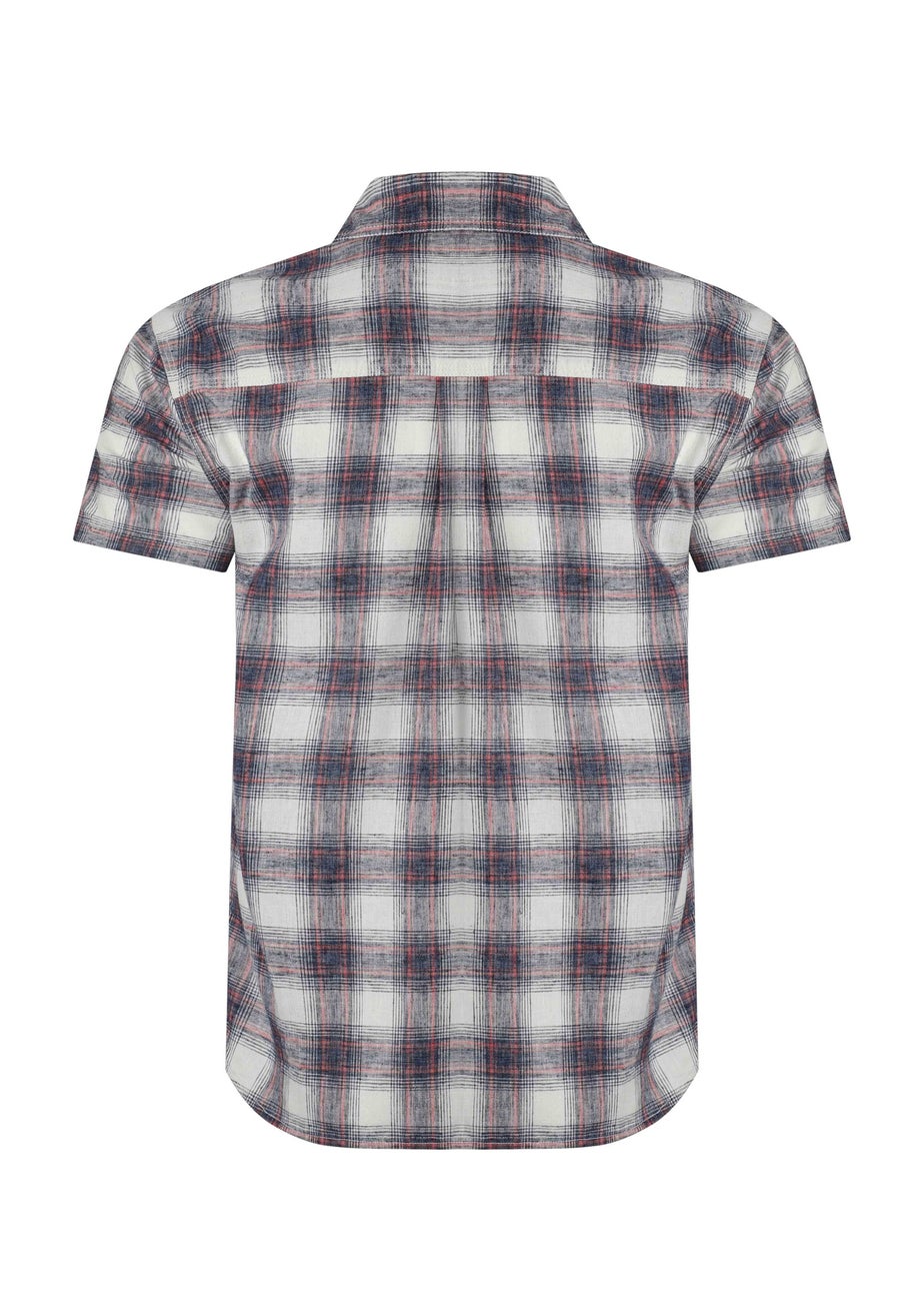 Weird Fish Dusty White Angeles Vintage Wash Short Sleeve Check Shirt