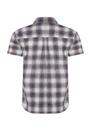 Weird Fish Dusty White Angeles Vintage Wash Short Sleeve Check Shirt