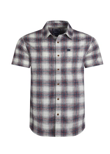 Weird Fish Dusty White Angeles Vintage Wash Short Sleeve Check Shirt