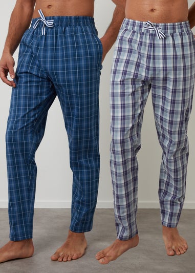 Threadbare Blue 2-Pack Cotton Poplin Check Lounge Pants