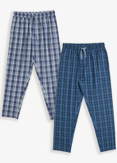 Threadbare Blue 2-Pack Cotton Poplin Check Lounge Pants