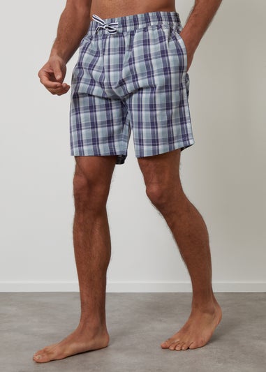 Threadbare Blue 3-Pack Check Cotton Lounge Shorts