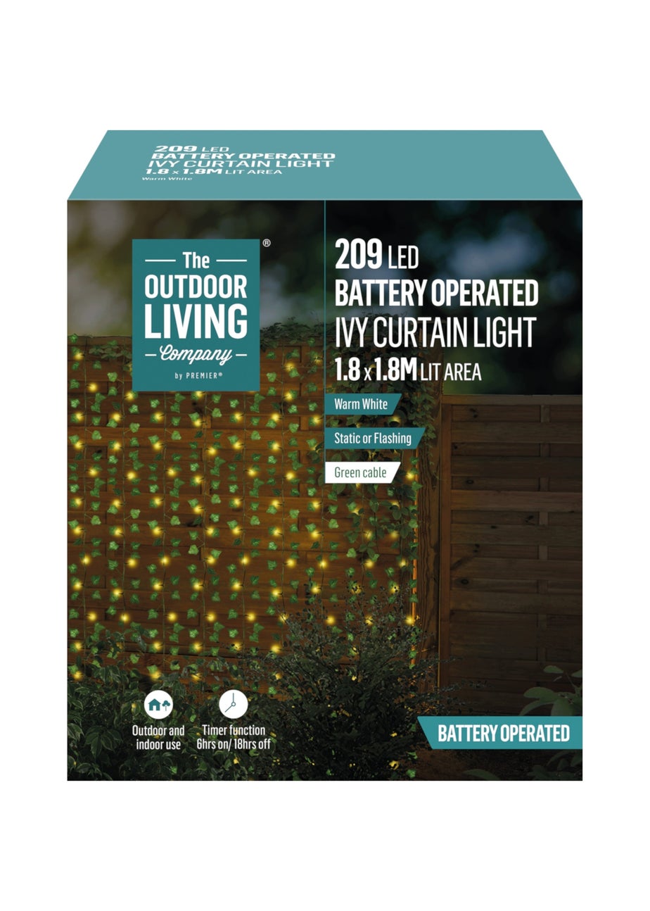 Premier Decorations 209 Warm White Battery Operated LED Ivy Curtain