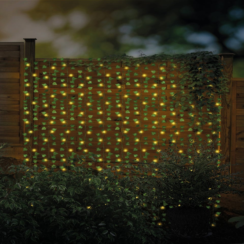 Premier Decorations 209 Warm White Battery Operated LED Ivy Curtain