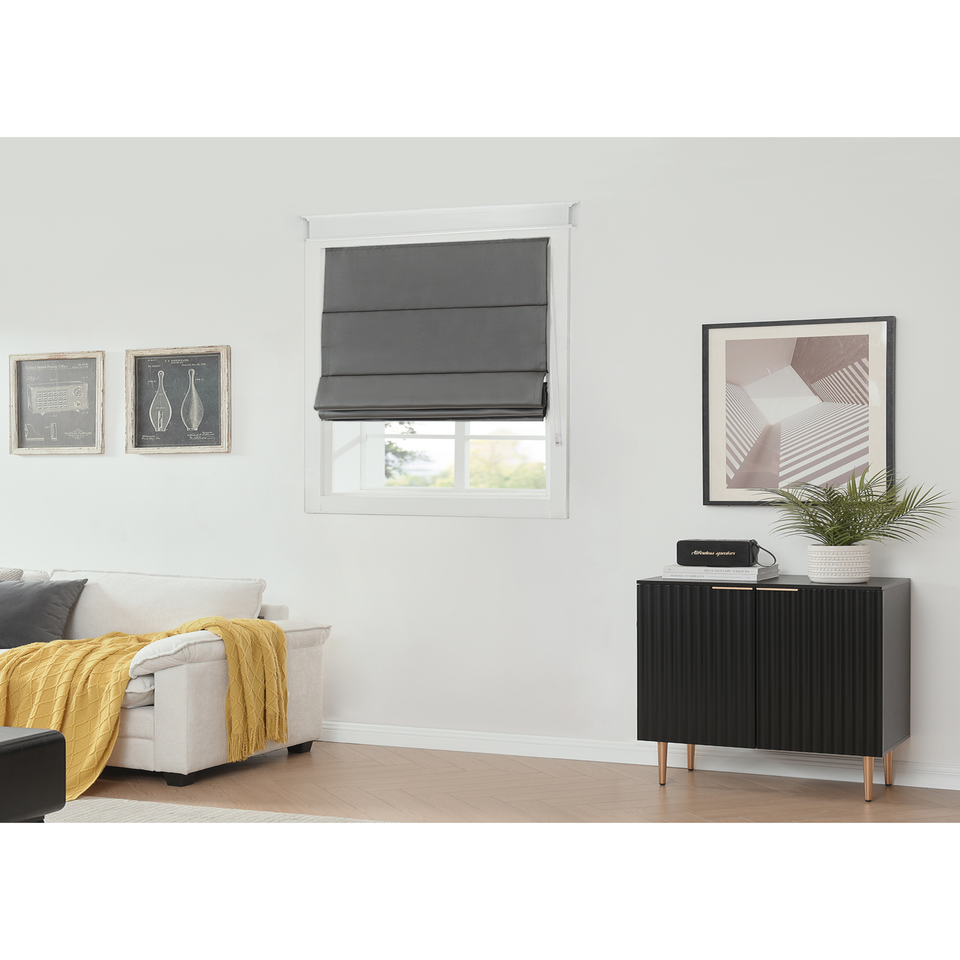 Little Black Book Charcoal Blackout Roman Blind