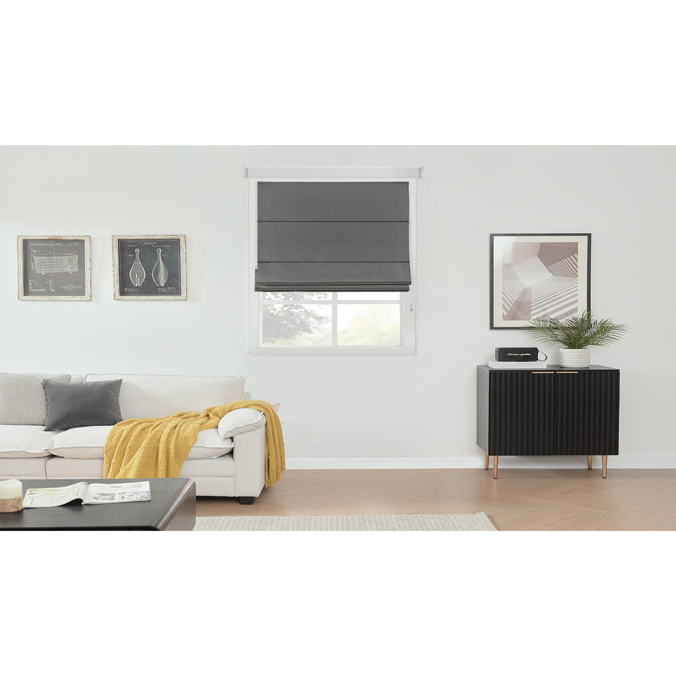 Little Black Book Charcoal Blackout Roman Blind