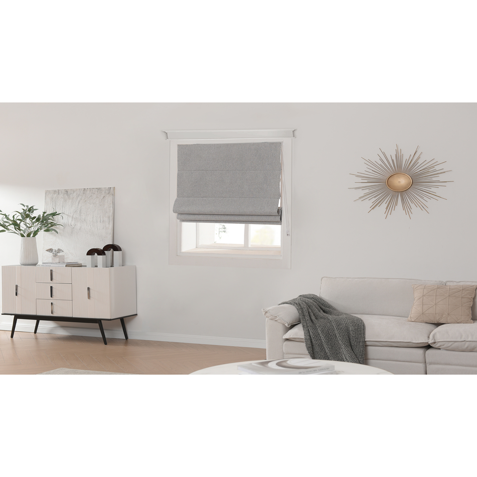 Little Black Book Linen Look Grey Blackout Roman Blind