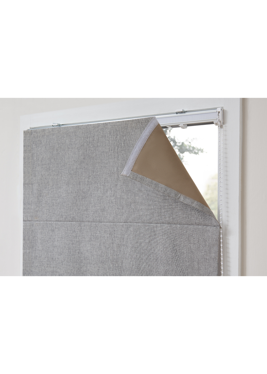 Little Black Book Linen Look Grey Blackout Roman Blind