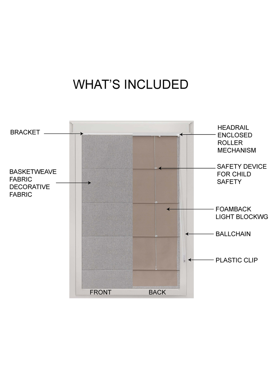 Little Black Book Linen Look Grey Blackout Roman Blind