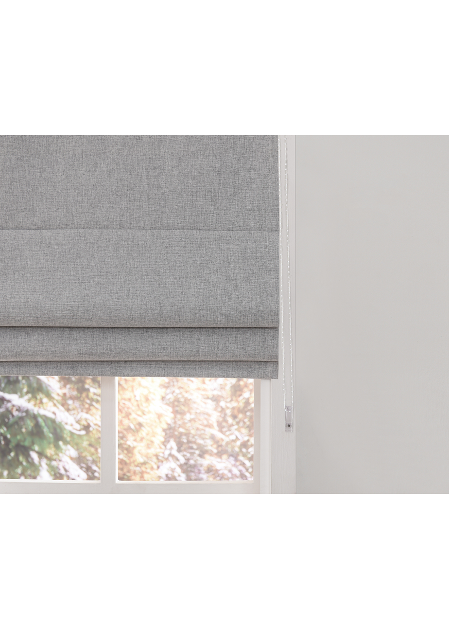 Little Black Book Linen Look Grey Blackout Roman Blind