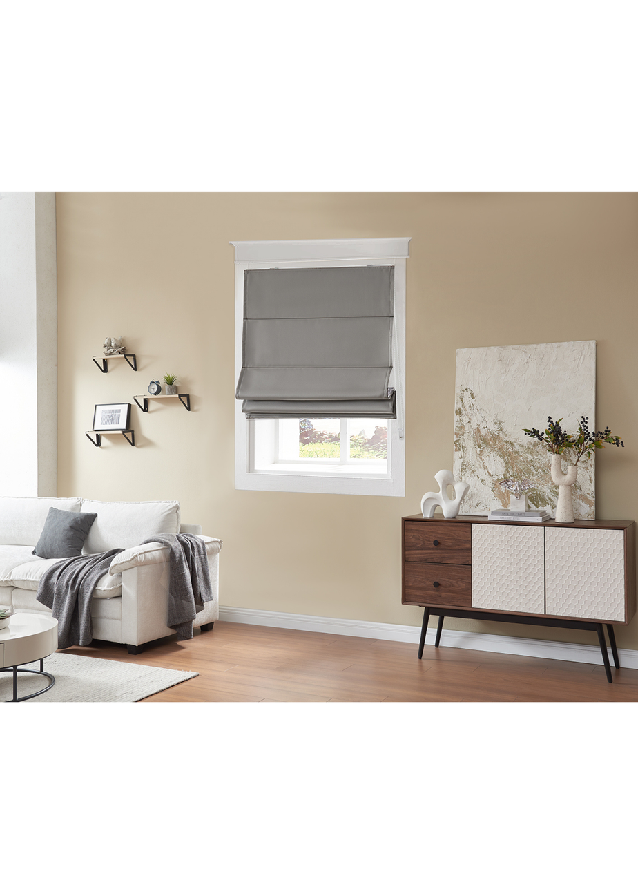 Little Black Book Dove Grey Blackout Roman Blind