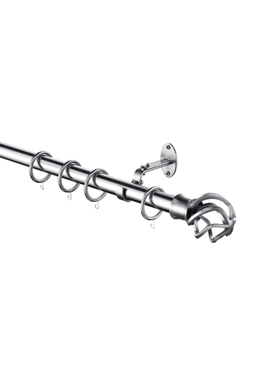 Little Black Book Stainless Steel Extendable Caged Ball Curtain Pole
