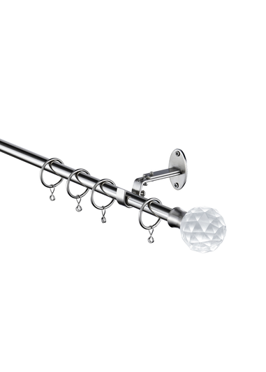 Little Black Book Stainless Steel Extendable PS Faceted Ball Curtain Pole