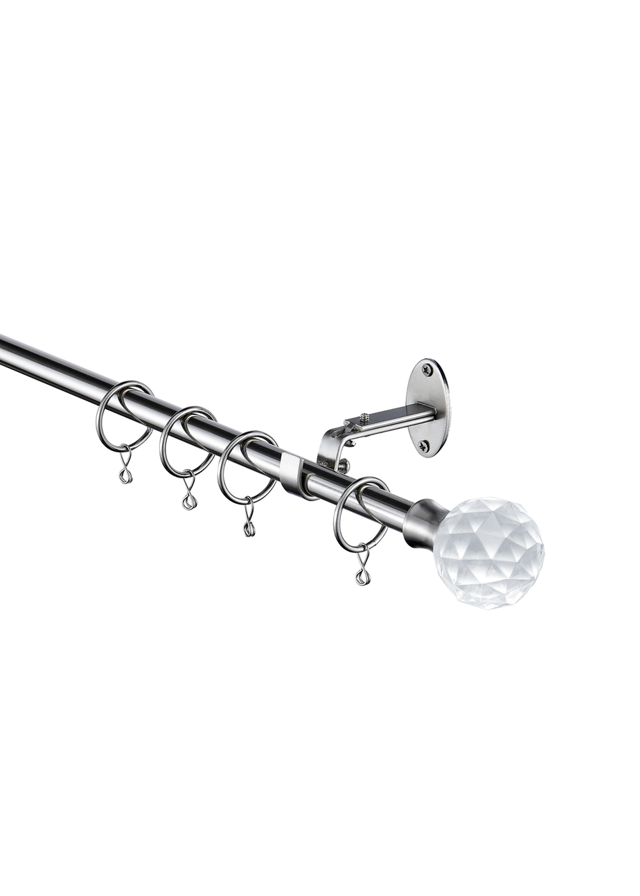 Little Black Book Stainless Steel Extendable PS Faceted Ball Curtain Pole