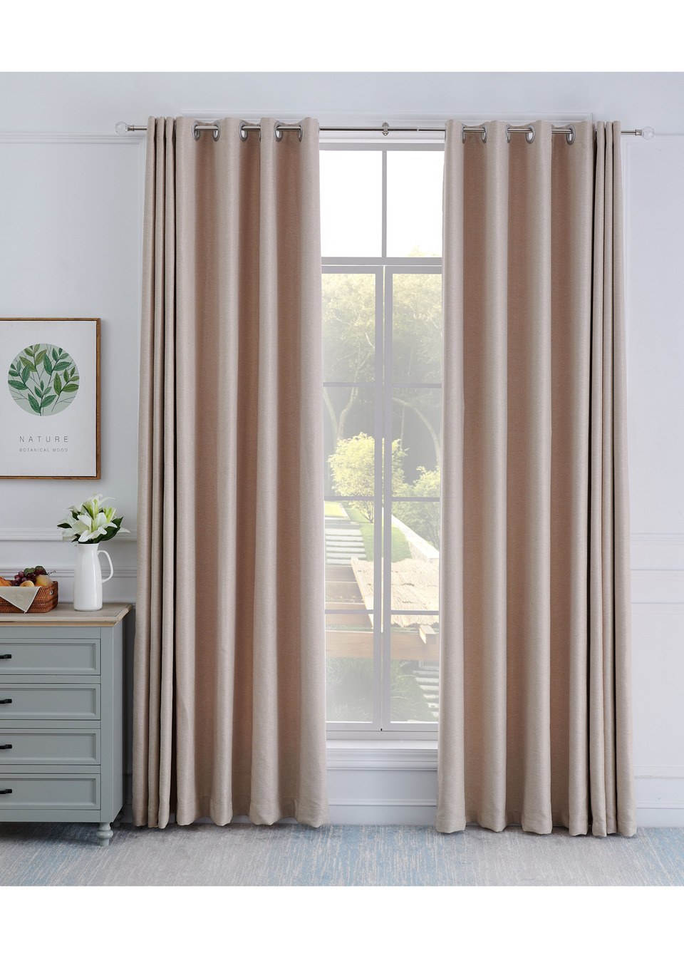 Little Black Book Stainless Steel Extendable PS Faceted Ball Curtain Pole