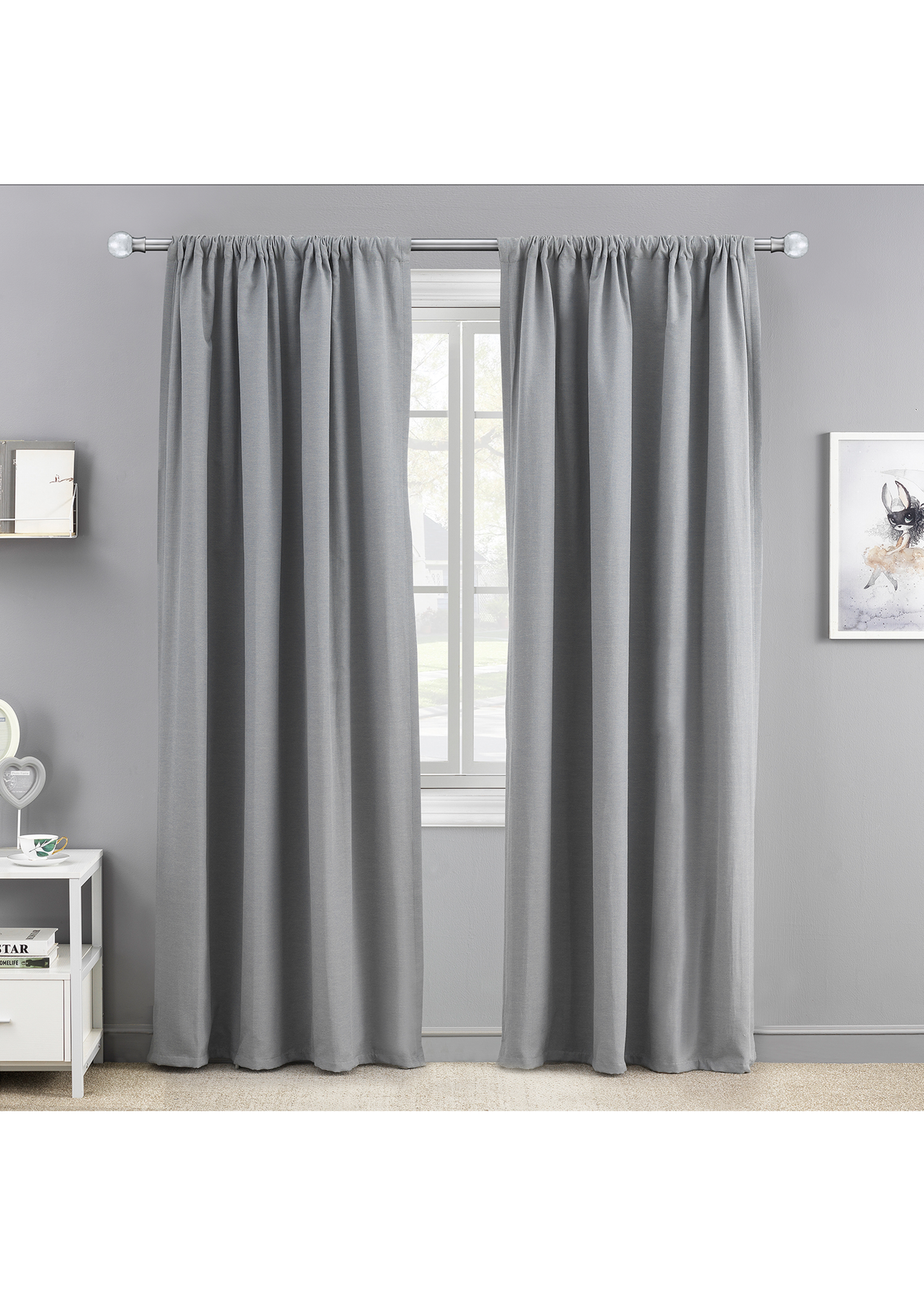 Little Black Book Stainless Steel Extendable Metallic Crackle Glass Ball Curtain Pole