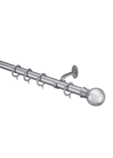 Little Black Book Stainless Steel Extendable Metallic Crackle Glass Ball Curtain Pole