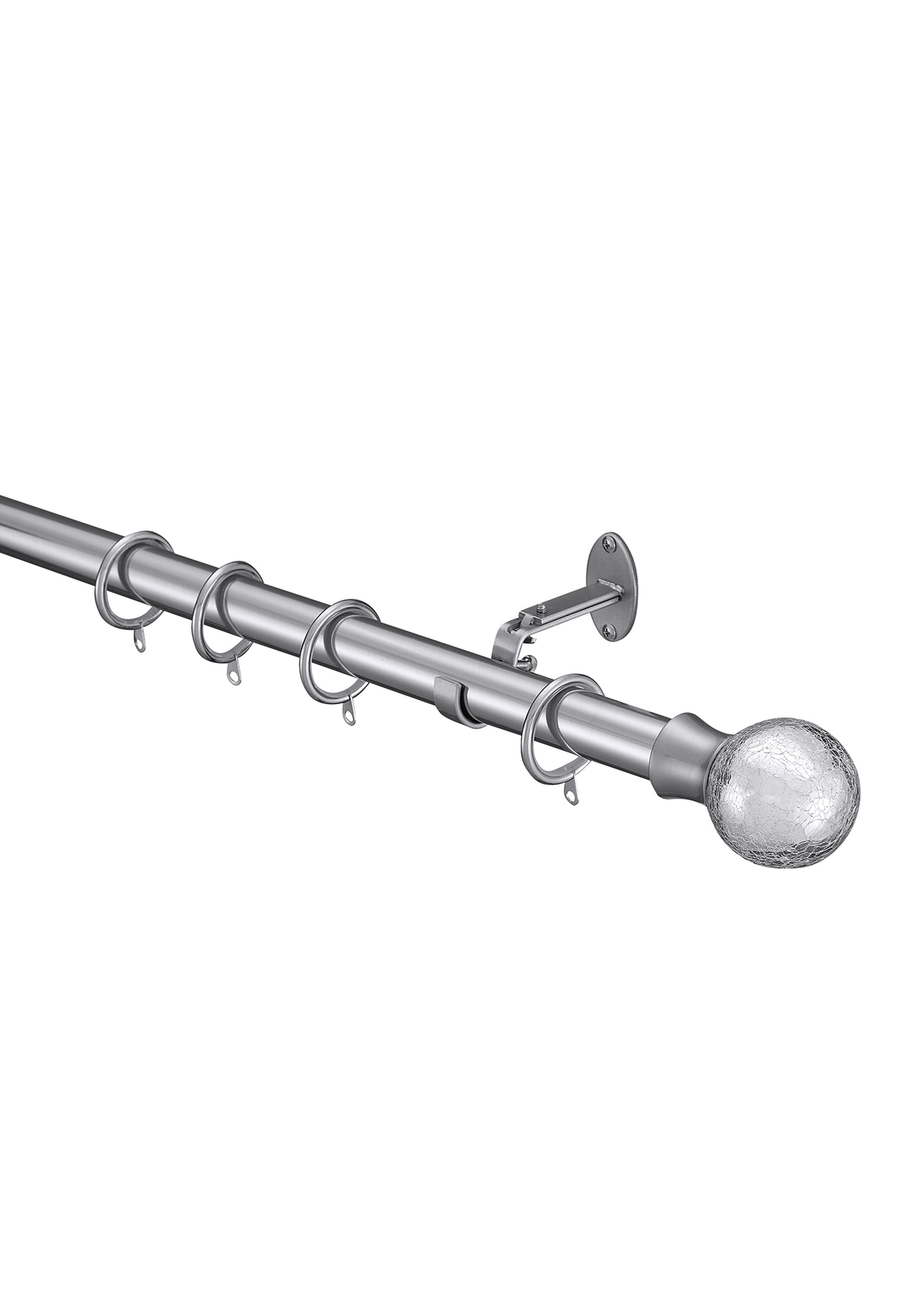 Little Black Book Stainless Steel Extendable Metallic Crackle Glass Ball Curtain Pole
