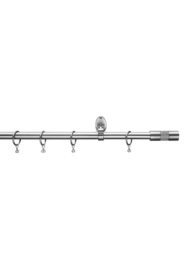 Little Black Book Silver Steel Extendable Diamante Cylinder Curtain Pole(110cm-300cm)