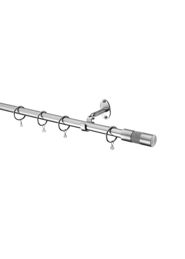Little Black Book Silver Steel Extendable Diamante Cylinder Curtain Pole(110cm-300cm)