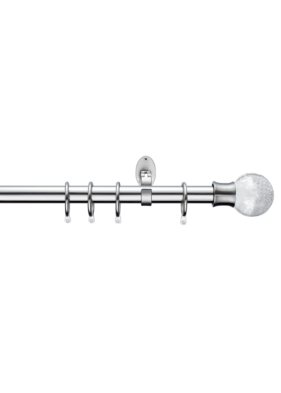 Little Black Book Stainless Steel Extendable Clear Crackled Ball Curtain Pole