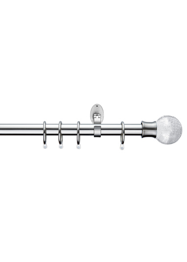 Little Black Book Stainless Steel Extendable Clear Crackled Ball Curtain Pole