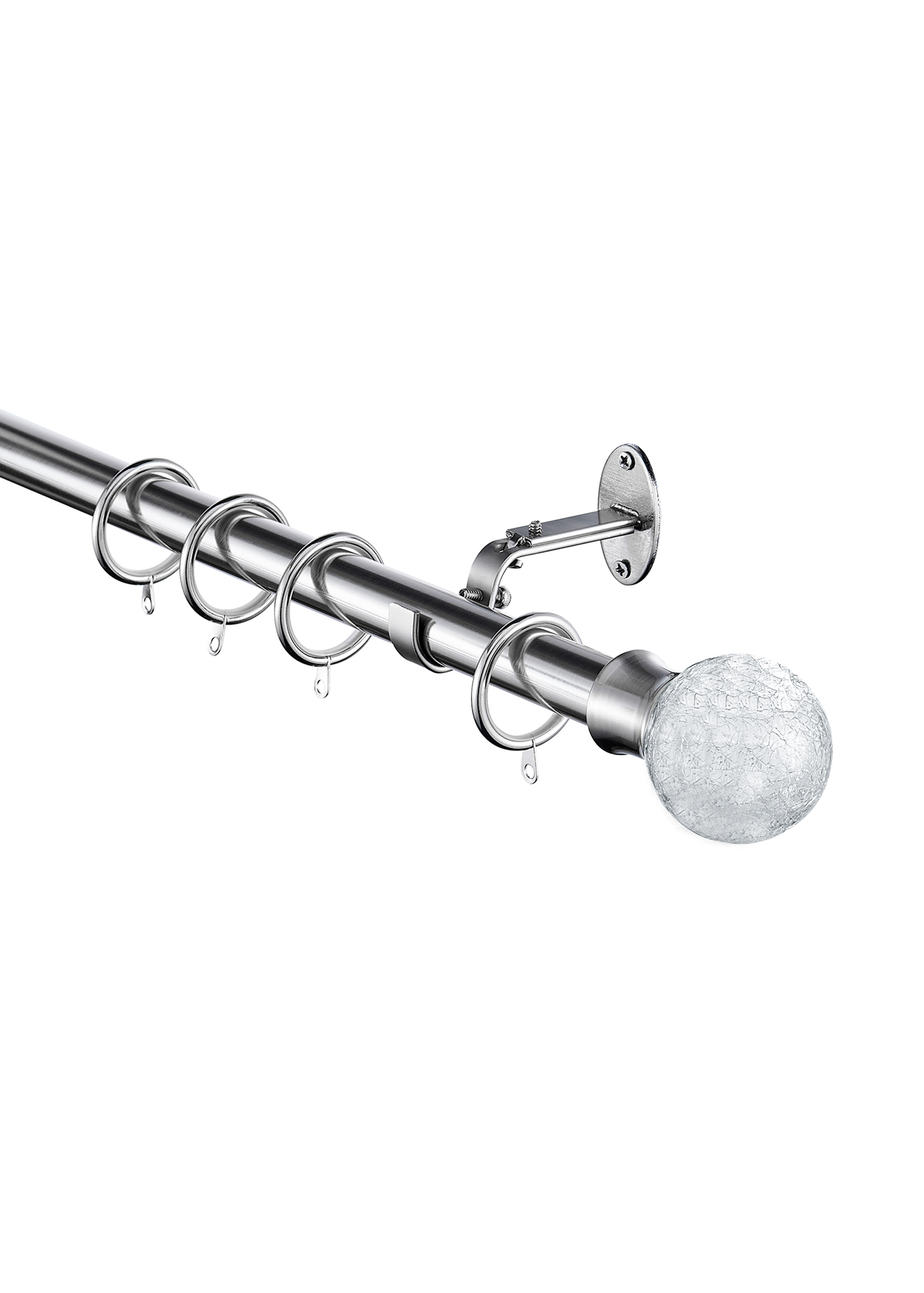 Little Black Book Stainless Steel Extendable Clear Crackled Ball Curtain Pole