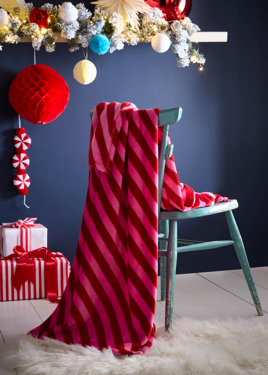 Fusion Candy Stripe Throw Digitally Printed Pink Throw