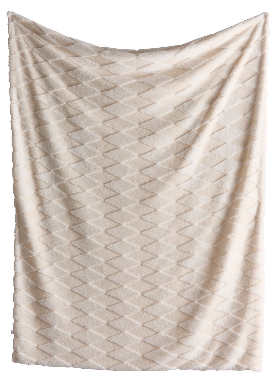 Appletree Cosy Diamond Brushed Natural Throw