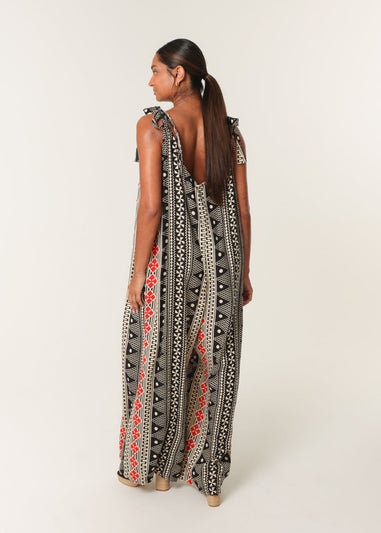 Blue Vanilla Multi Aztec Tie Shoulder Jumpsuit