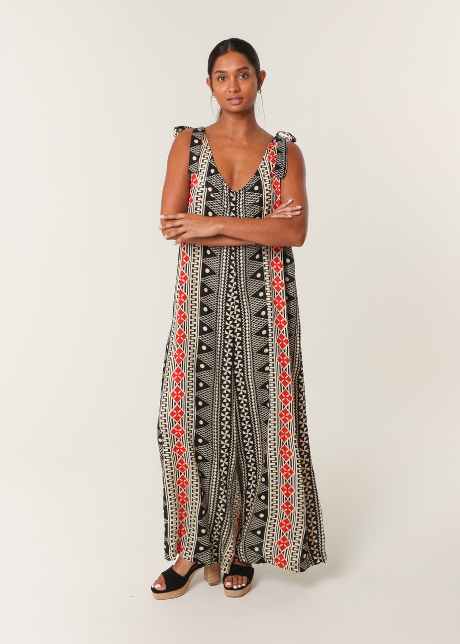 Blue Vanilla Multi Aztec Tie Shoulder Jumpsuit