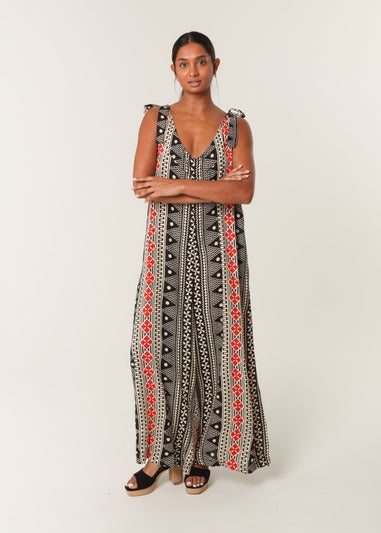 Blue Vanilla Multi Aztec Tie Shoulder Jumpsuit