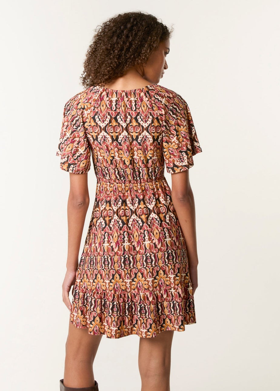 Blue Vanilla Black Button Through Elastic Waist & Neck Mini Dress