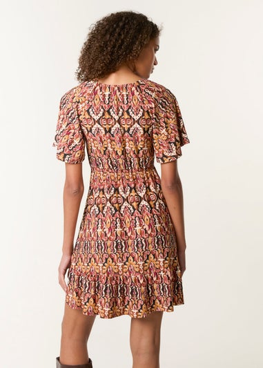 Blue Vanilla Black Button Through Elastic Waist & Neck Mini Dress