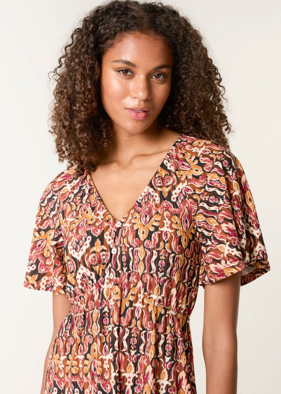 Blue Vanilla Black Button Through Elastic Waist & Neck Mini Dress