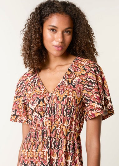 Blue Vanilla Black Button Through Elastic Waist & Neck Mini Dress