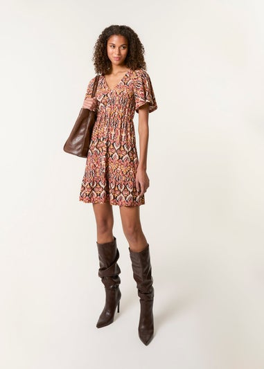 Blue Vanilla Black Button Through Elastic Waist & Neck Mini Dress