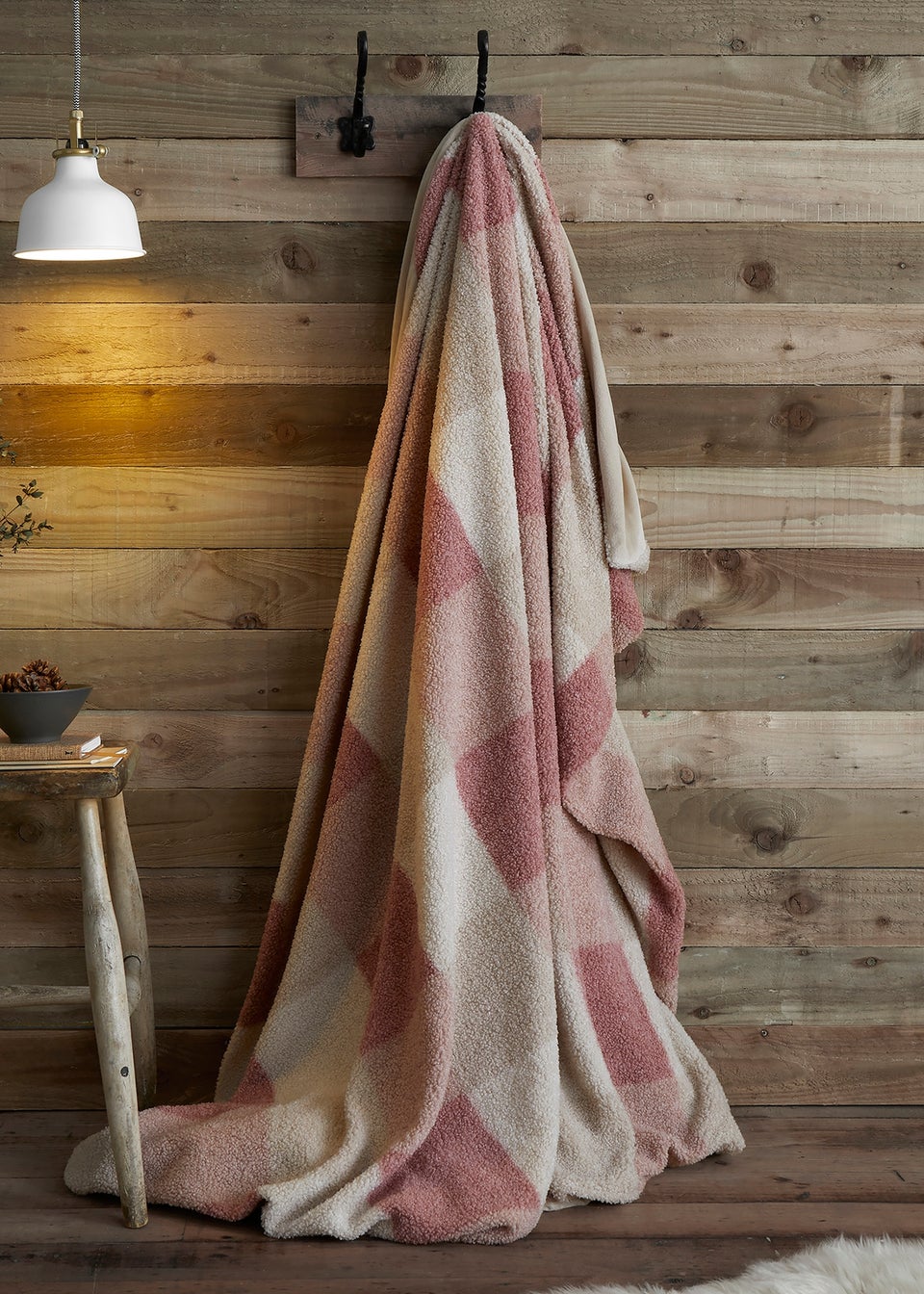 Appletree Ashford Check  Reversible Natural Throw